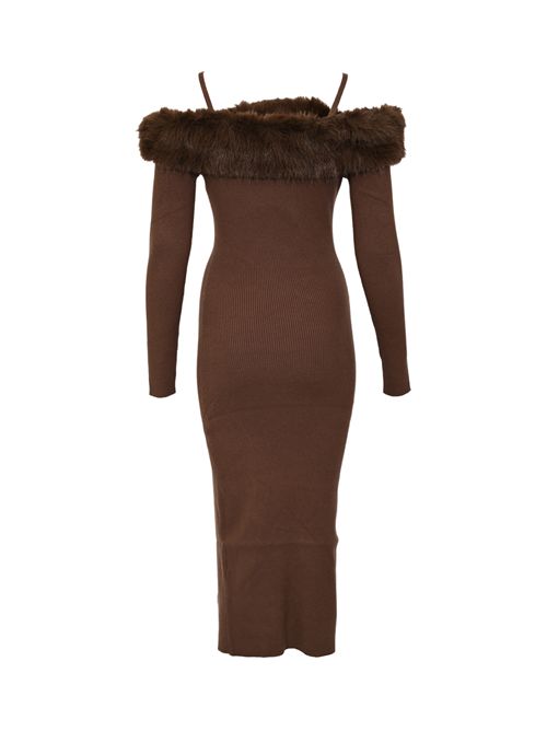 Abito maglia collo simil pelliccia Cioccolato NO SECRETS | 253NS068CIOCCOLATO